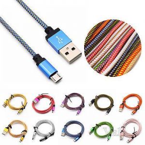 Goshop מטענים וכבלים Universal Micro USB A to USB 2.0 B Braided Fast Data Sync Charger Cable Cord Lot