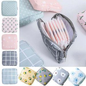 Women Makeup Bag Organizer Zipper Coins Purse Print Sanitary Napkin Storage Bag