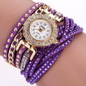 Goshop תכשיטים ושעונים DUOYA Luxury Nation Style  Crystal Gold Bracelet Watch Ladies Vintage Quartz Wirstwatches
